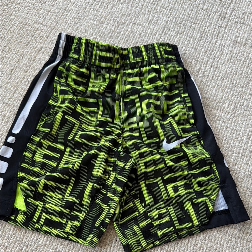 Nike Black and Green Geometric Pattern Shorts